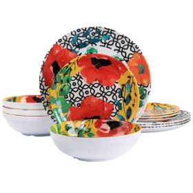 Elama Grace 12 Piece Melamine Dinnerware Set