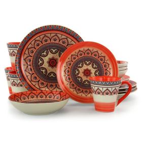 Elama Zen Rust Mozaik 16 Piece Dinnerware Set